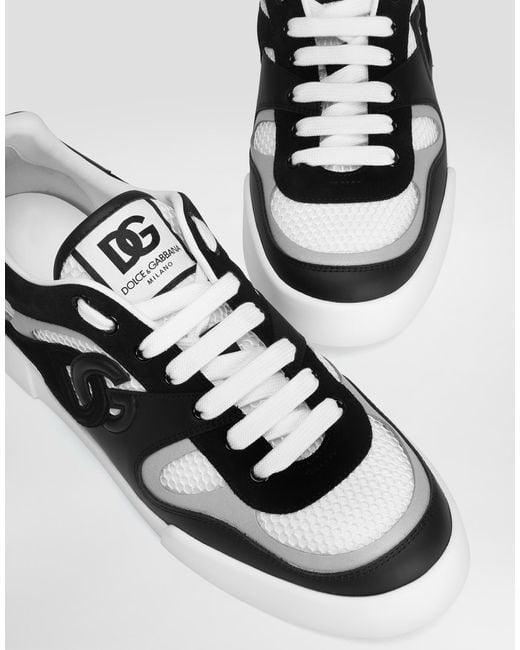 Dolce & Gabbana White Calfskin Strobel Portofino Light Sneakers for men