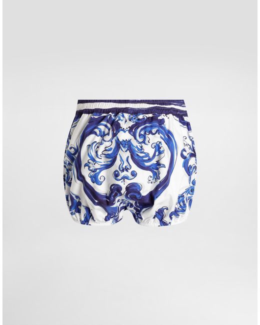 Dolce & Gabbana Blue Dg Exclusive Majolica- Poplin Shorts