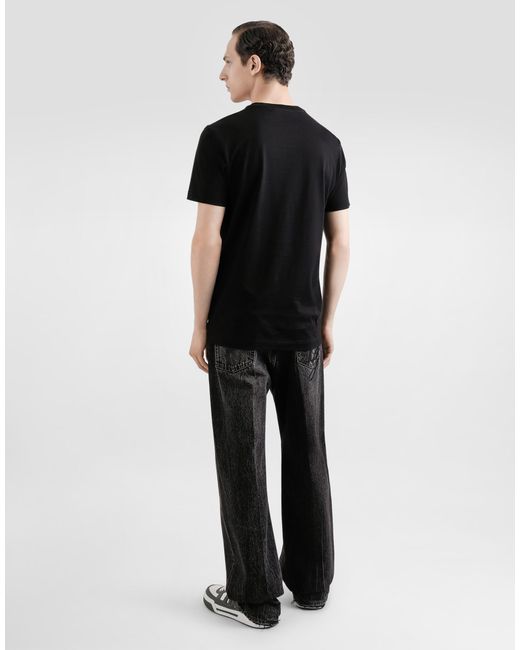 メンズ Dolce & Gabbana ロゴエンブロイダリー オーバーサイズ コットン ジーンズ Black