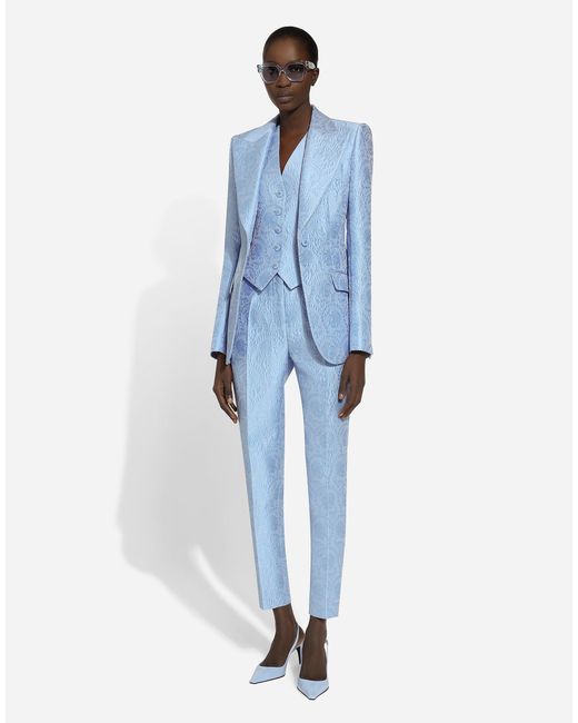 Dolce & Gabbana Turlington キルテッド フローラルジャガード シングルブレスト ジャケット Blue