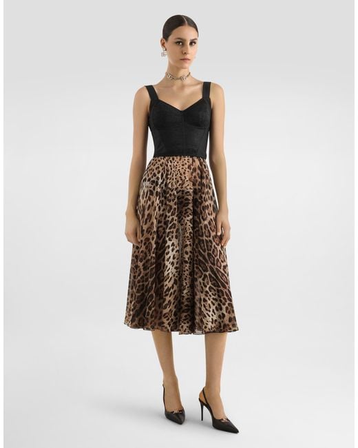 Dolce & Gabbana Natural Leopard- Chiffon Circle Skirt