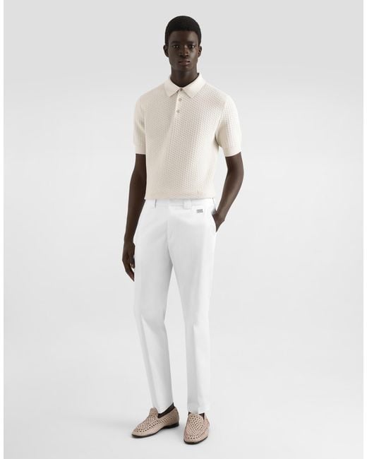 Dolce & Gabbana Natural Cotton Polo-Shirt With Embroidered Logo for men