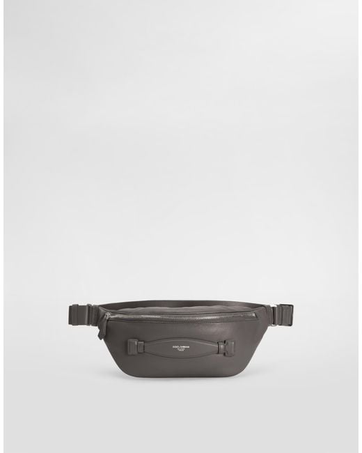 Dolce & Gabbana White Calfskin Nappa Leather Belt Bag for men