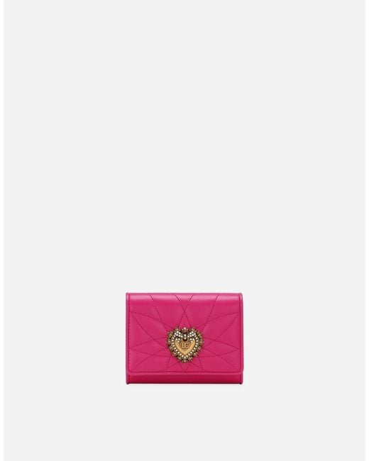 Dolce & Gabbana Pink Small Devotion Leather Wallet