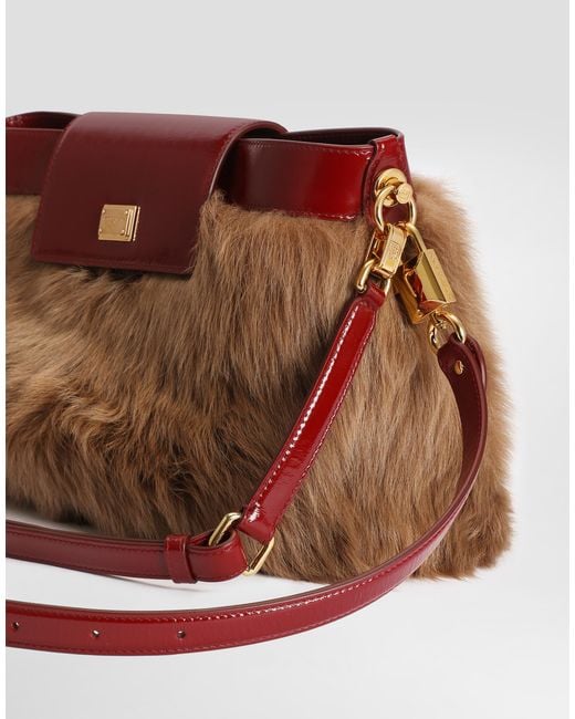 Dolce & Gabbana Brown Vittoria Fur And Calfskin Shoulder Bag