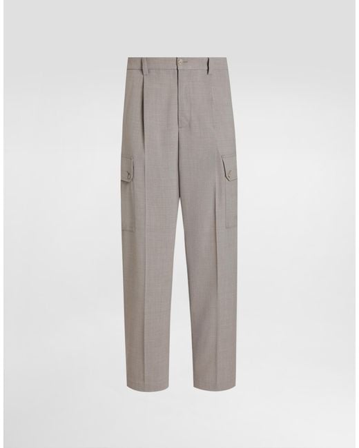 Dolce & Gabbana Gray Wool Canvas Trousers for men