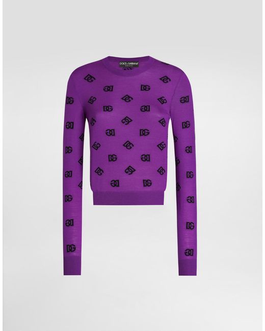 Dolce & Gabbana Purple Wool And Silk Pullover