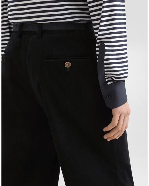 Dolce & Gabbana Black Velvet Trousers for men