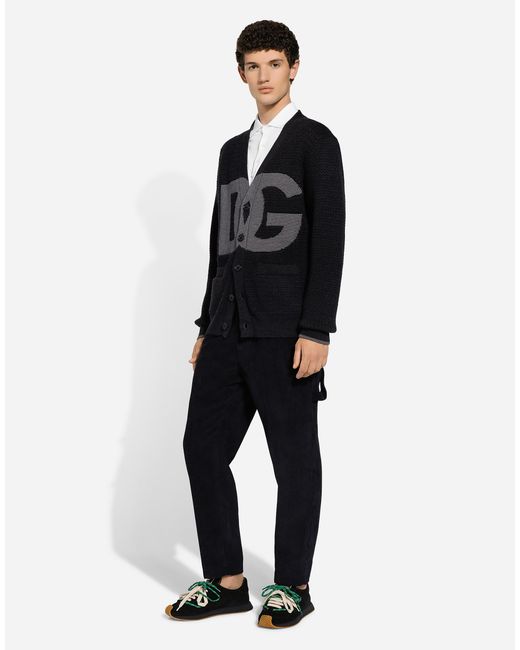 Dolce & Gabbana Handgefertigter Cardigan Aus Wolle in Black für Herren