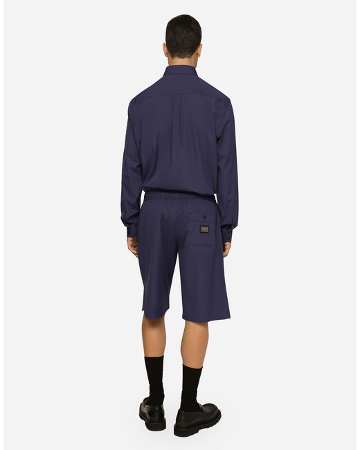 メンズ Dolce & Gabbana シャツ マルティーニフィット コットン エンブロイダリー Blue
