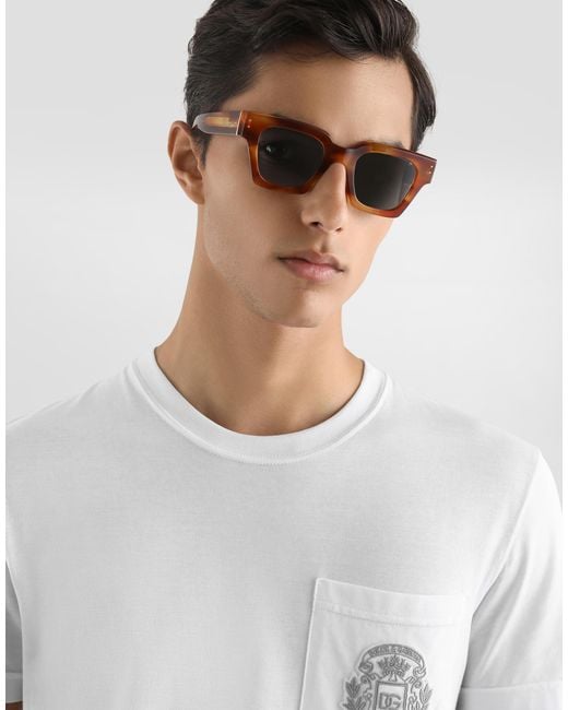 Dolce & Gabbana White Cotton T-Shirt With Embroidery for men