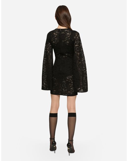 Dolce & Gabbana ショートドレス レースニット ワイドスリーブ Black