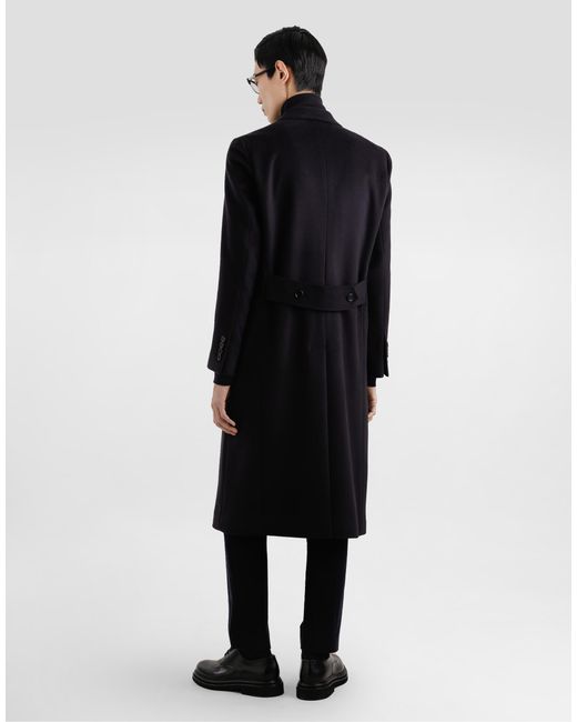 Dolce & Gabbana Black Single-Breasted Cashmere Coat for men