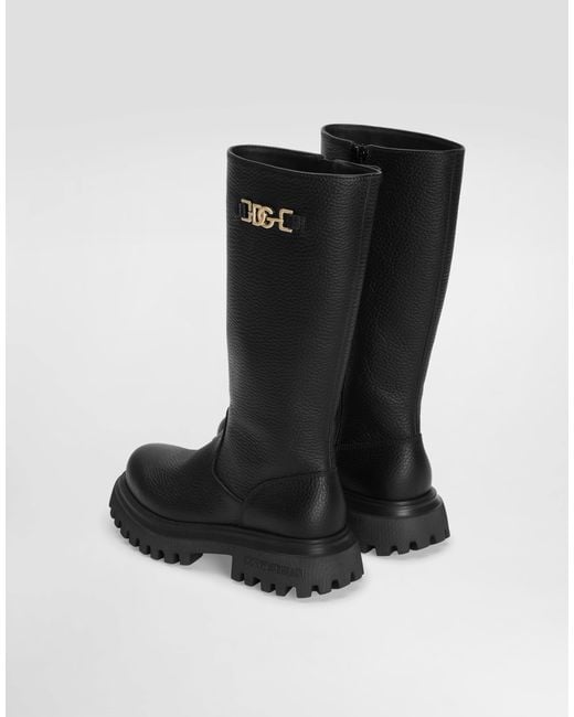 Dolce & Gabbana Black Calfskin Boots