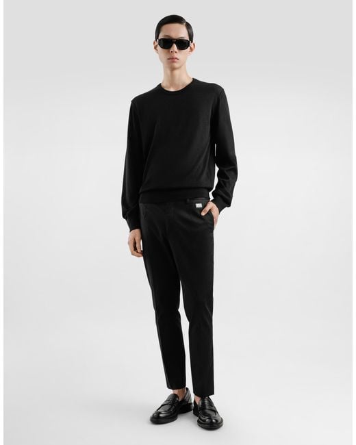 Dolce & Gabbana Black Tailored Cotton Pants for men