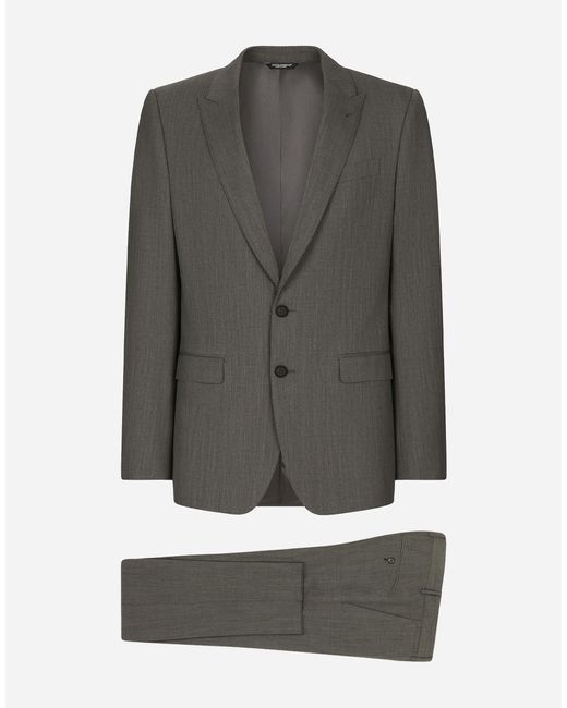 Dolce & Gabbana Gray Single-Breasted Stretch Wool Martini-Fit Suit for men