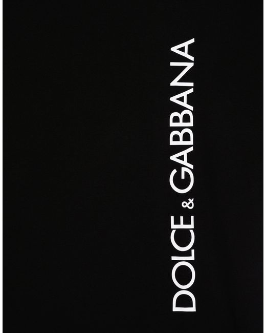 Dolce & Gabbana Kurzarm-T-Shirt Mit Vertikalem Logoprint in Black für Herren