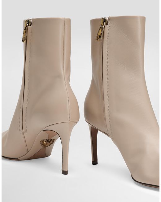 Dolce & Gabbana White Devotion Calfskin Ankle Boots