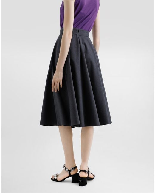 Dolce & Gabbana Blue Woolen Midi Circle Skirt