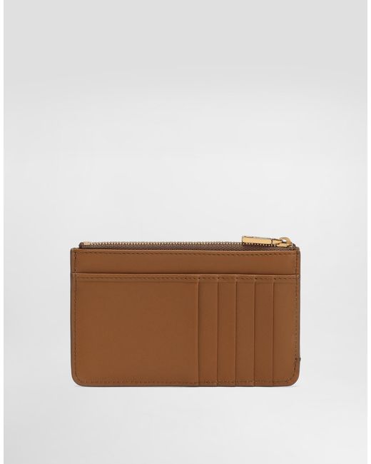 Dolce & Gabbana Brown Kartenetui Aus Plongé-Kalbsleder