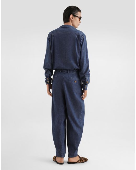 Dolce & Gabbana Blue Denim Shirt for men