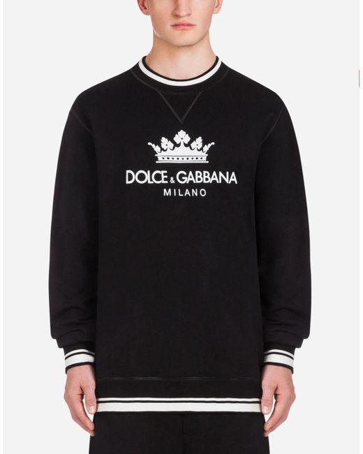 Dolce & Gabbana Black Milano Logo Crew Sweatshirt for men