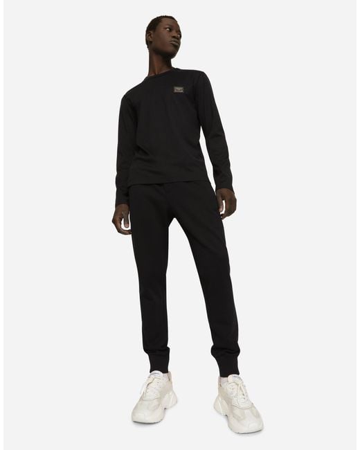Dolce & Gabbana Jogginghose Aus Jersey Mit Logoplakette in Black für Herren