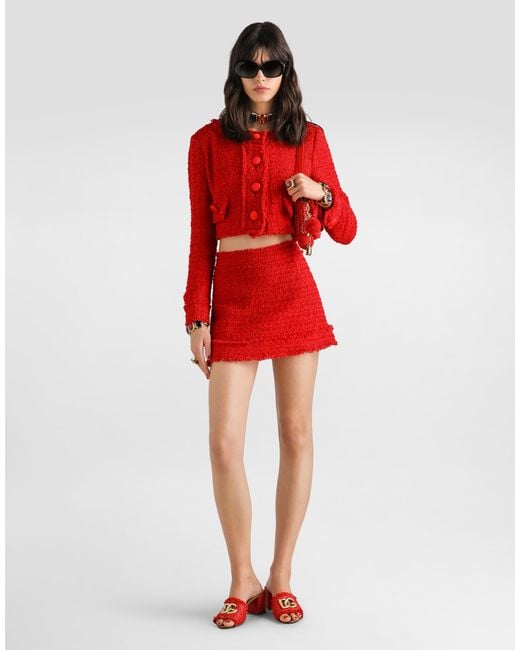 Dolce & Gabbana Red Rachel Tweed Miniskirt