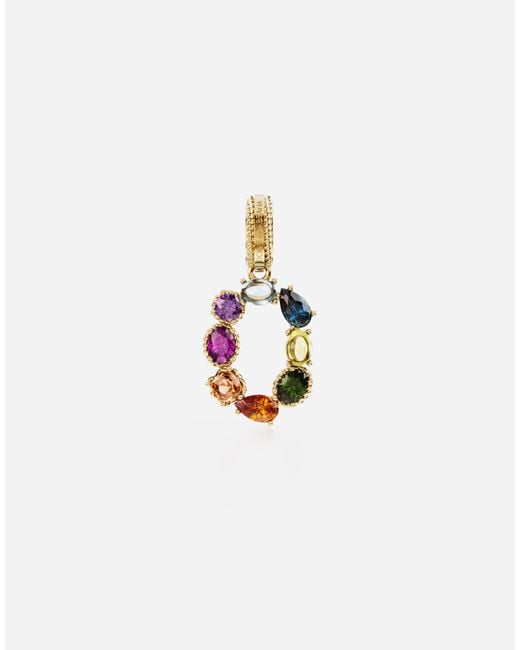 Dolce & Gabbana White Charm 0 Lettering 18-Carat And Multicolored Gems