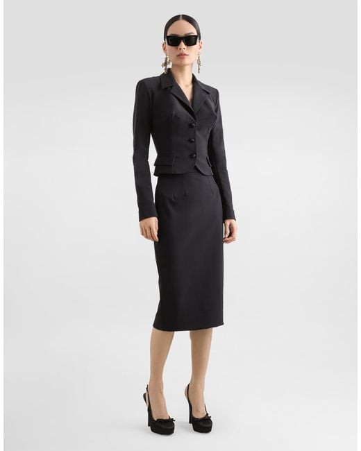 Dolce & Gabbana Black Short Single-Breasted Technical Cady Jacket