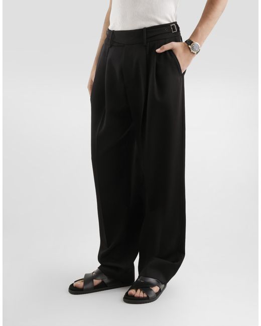 Dolce & Gabbana Black Wool Gabardine Trousers for men