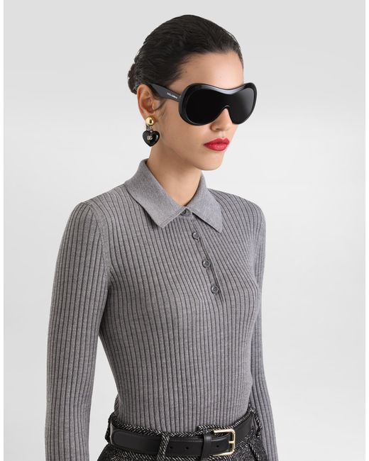 Dolce & Gabbana Blue Ribbed Wool Pullover