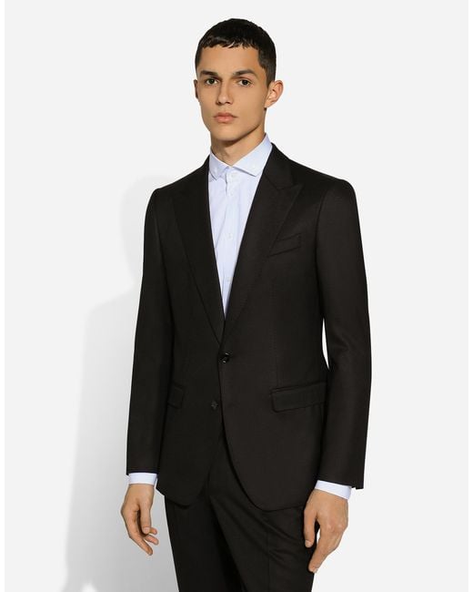 Dolce & Gabbana Black Single-Breasted Flannel Taormina-Fit Jacket for men