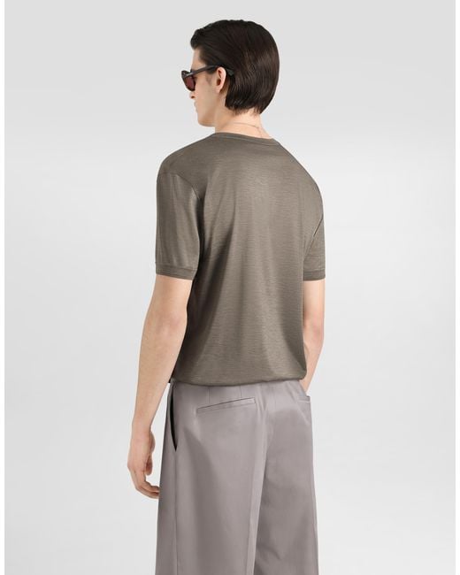 Dolce & Gabbana Gray Silk Serafino T-Shirt� for men