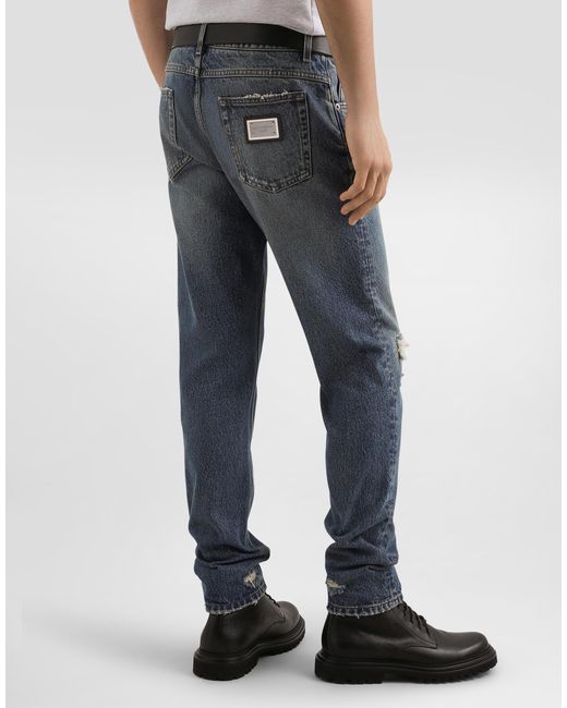 メンズ Dolce & Gabbana Regular Cotton Jeans Blue