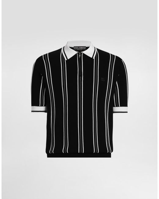 DOLCE & GABBANA ブラックポロシャツ Dolce & Gabbana メンズ ブラック コットンニット ポロシャツ 【公式通販】