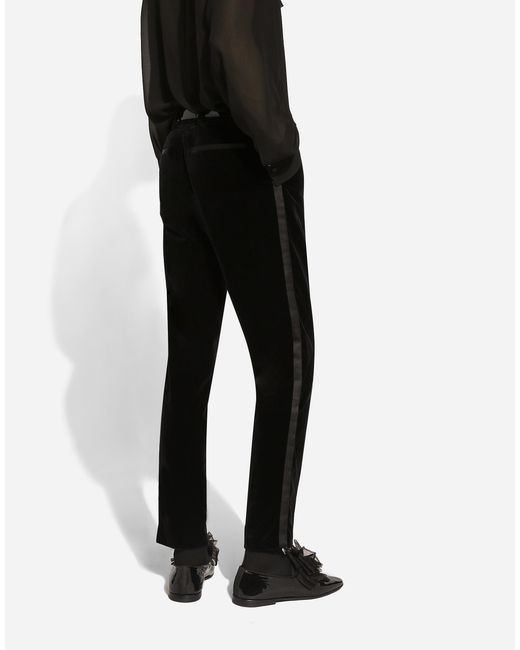 Dolce & Gabbana Black Classic Velvet Tuxedo Pants for men