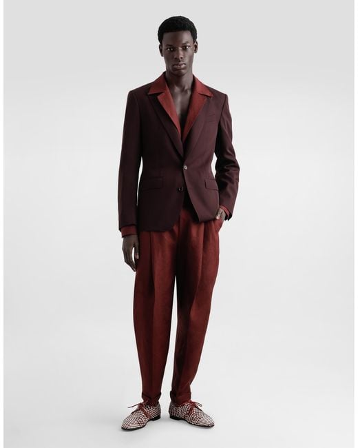 Dolce & Gabbana Purple Single-Breasted Woolen Jacket for men