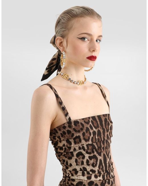 Dolce & Gabbana Brown Leo- Charmeuse Dress