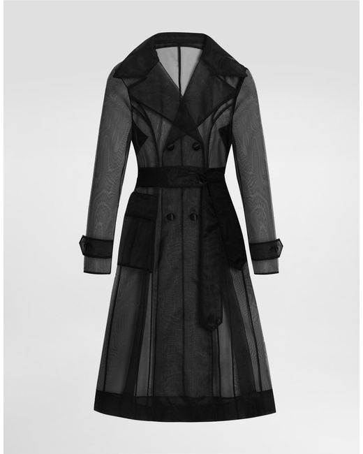 Dolce & Gabbana Black Technical Organza Trench Coat
