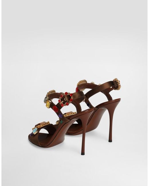 Dolce & Gabbana Multicolor Satin And Patent Leather Keira 2.0 Sandals With Embellishments