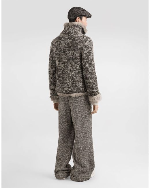 Dolce & Gabbana Fischgräten-Hose Mit Falten in Gray für Herren