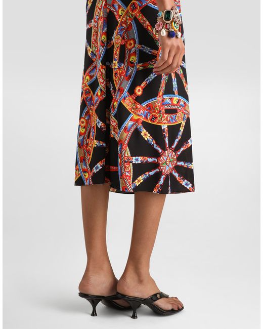 Dolce & Gabbana Red Carretto-Print Viscose Jersey Skirt