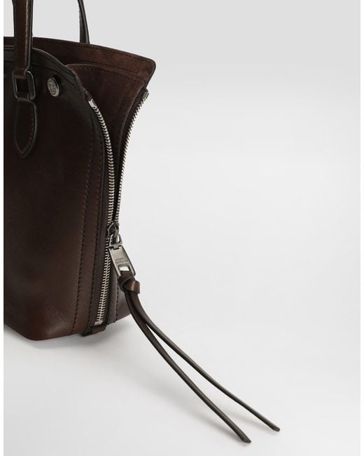 Dolce & Gabbana White Atene Tempesta Calfskin Shopping Bag for men