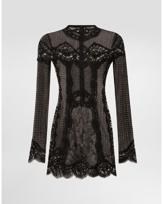 Dolce & Gabbana Black Minikleid Mit Spitzeneinsatz