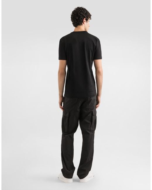 Dolce & Gabbana Black T-Shirt With Embroidered Logo for men