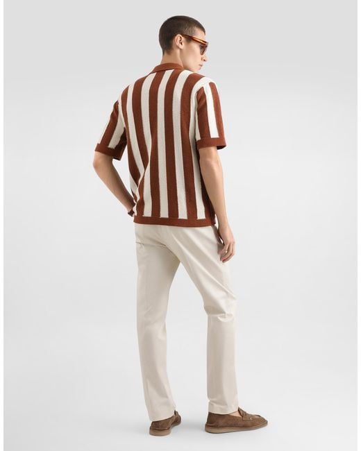 Dolce & Gabbana Brown Striped Knit Shirt for men