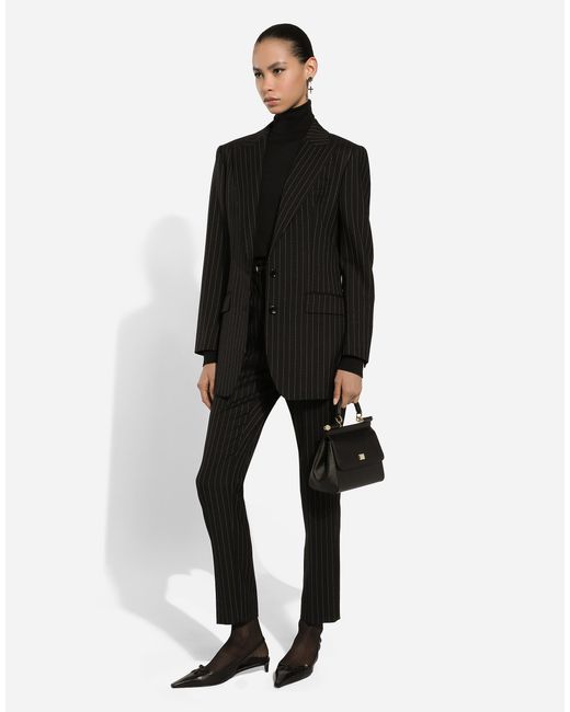 Dolce & Gabbana ピンストライプ ウール シングルブレスト ジャケット Black