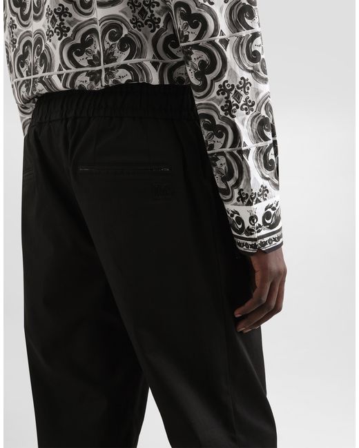 Dolce & Gabbana Black Cotton Gabardine Jogging Trousers for men