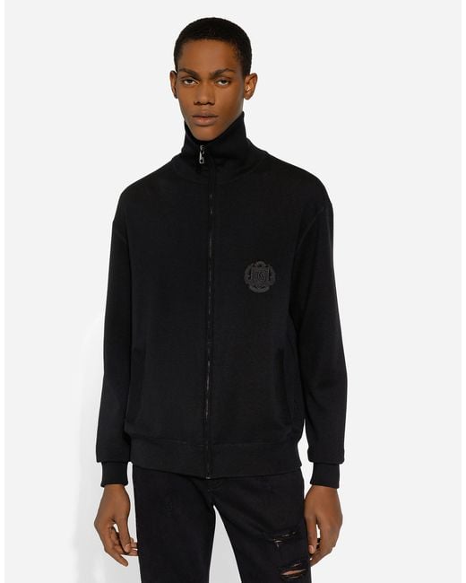 メンズ Dolce & Gabbana Cashmere And Silk Zip-Up Sweatshirt With Dg Patch Black